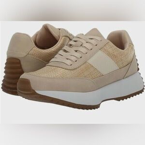 Dv Dolce Vita Breela Bettie Jogger Raffia Beige White lace up Sneakers. Sz 9